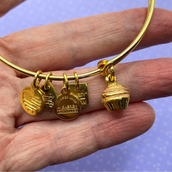 ALEX & ANI Gold Cupcake Charm Bangle Bracelet - Picture 6 of 7